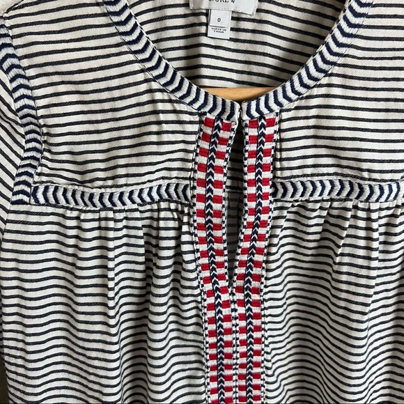 J. Crew Embroidered Embellished Cream Striped Long Sleeve Blouse - Picture 13 of 14
